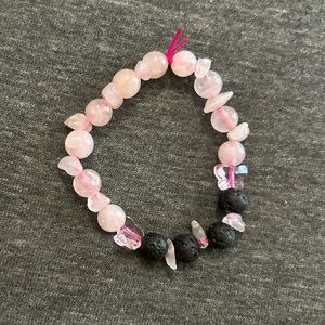 handmade rose quartz obsidian pink butterfly bracelet